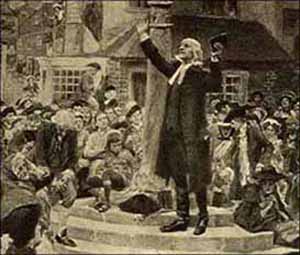 John Wesley preaching at the Market Cross in Epworth